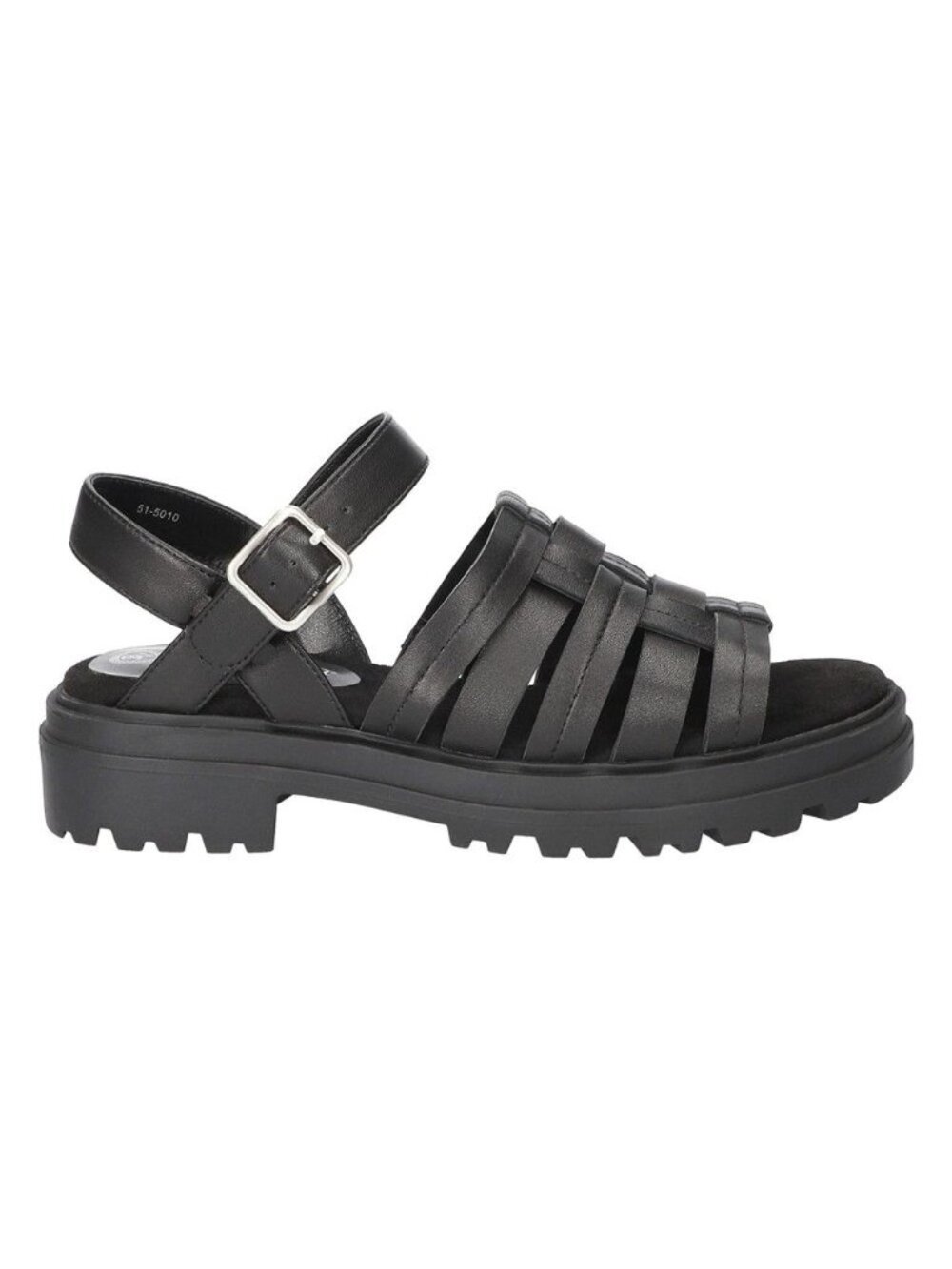 Bella Vita Womens Loni Lug Sole Open Toe Fisherman Sandals Black Size 9W NIB